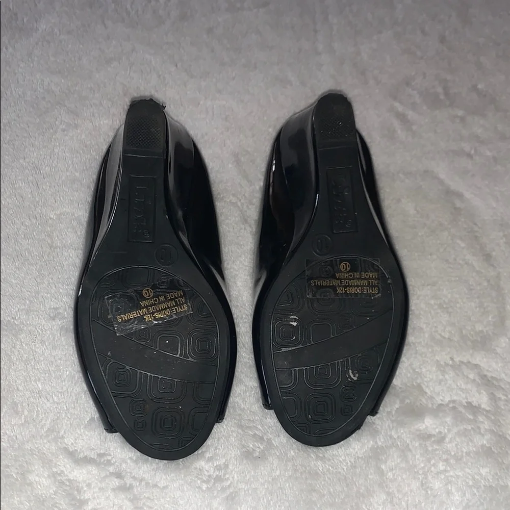 BNWOT Black Peep Toe Wedge Shoes GIRLS